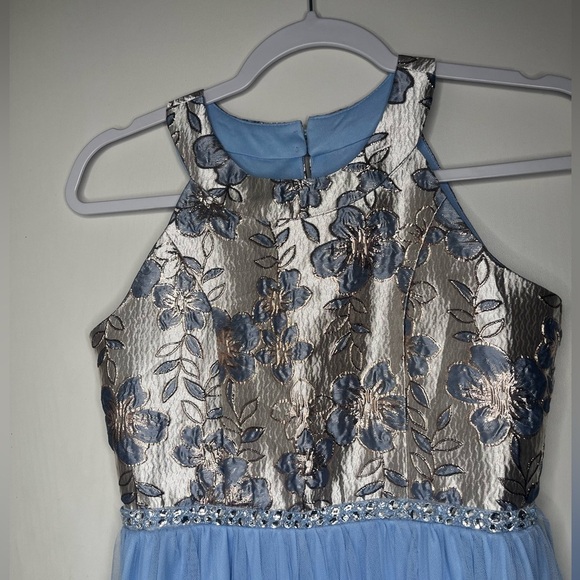 Speechless Blue and Silver Floral girl Dress - Picture 3 of 7